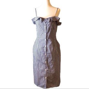 H&m blue and white checked dress Spaghetti straps Buttons in front Size 8